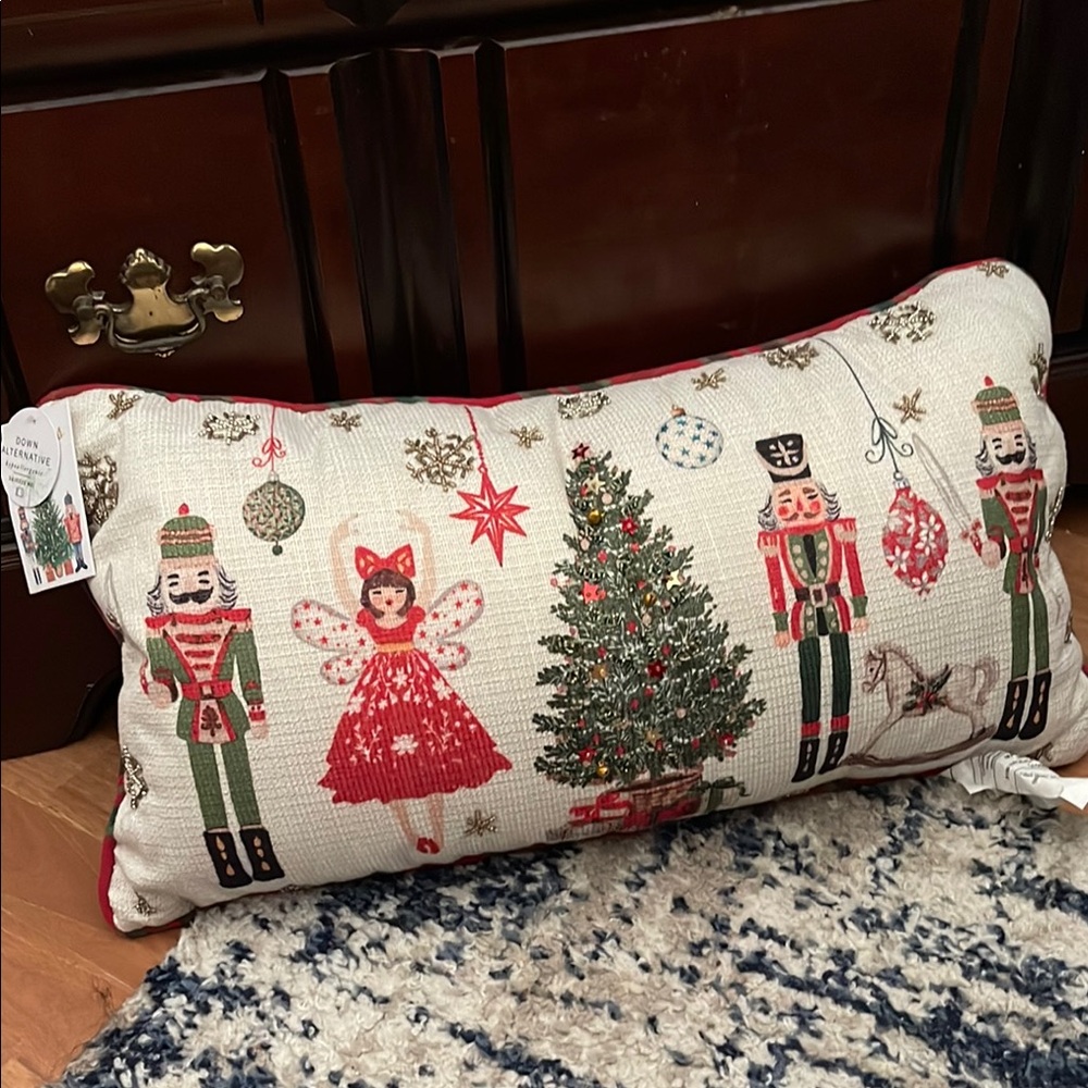 Festive Holiday Pillow with Nutcracker Design